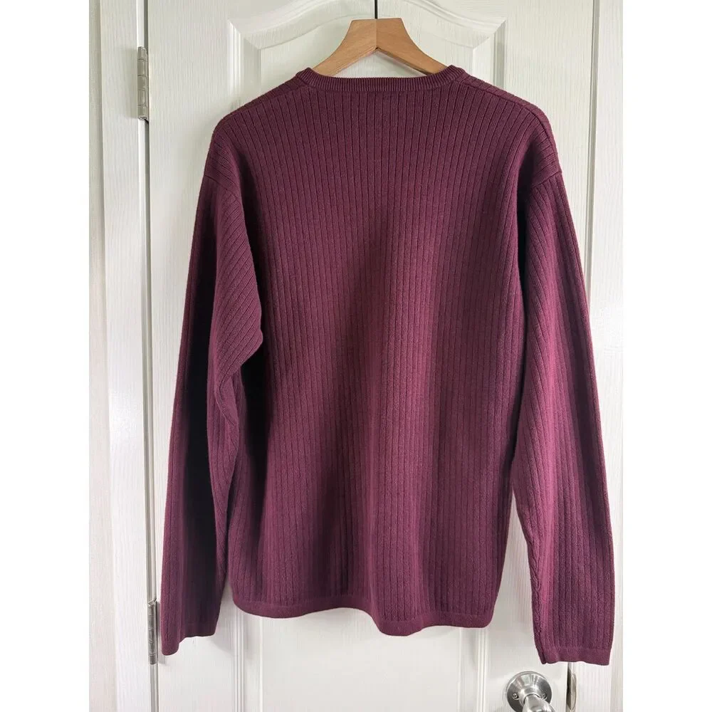 J Crew Men's 100% Cotton V-Neck Sweater Burgundy Size XL
